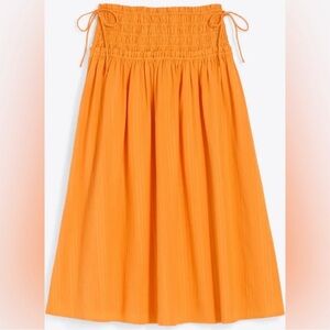 Draper James Smocked Waist Midi Skirt in Marigold Dobby Stripe